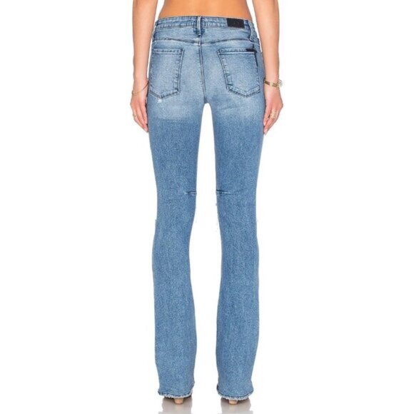 NWT RtA med  wash mid rise distressed flare jeans - Picture 8 of 16